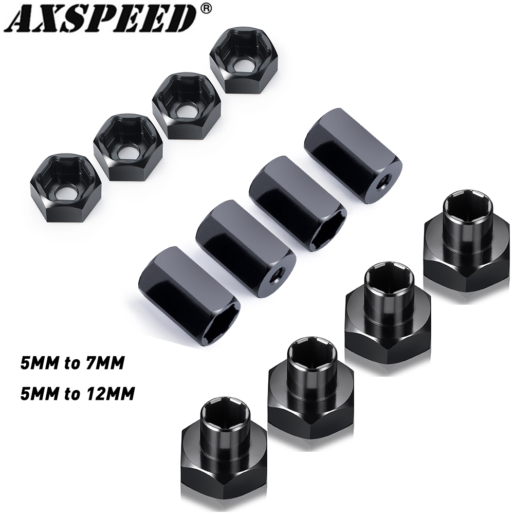 Wheel Hex Adapter - AXSPEED 4Pcs Aluminum 5mm to 7mm