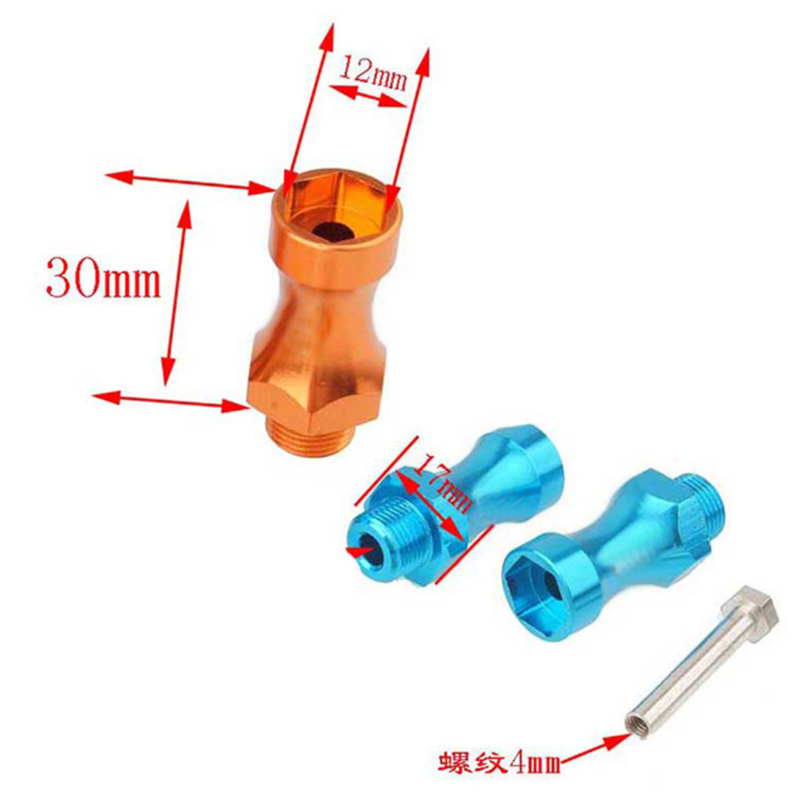 4pcs Wheel Hex 12mm Turn 17mm  - Wheel Hex Adapter incelemesi ve fiyatı
